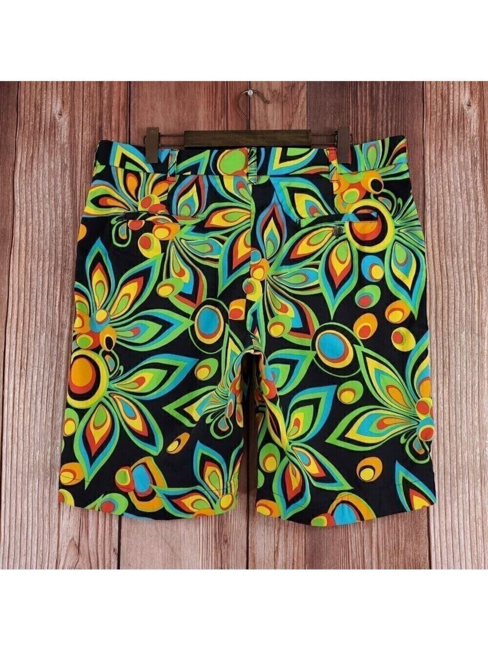 Loudmouth Golf Mens Sz 40 Multicolor Floral Groovy Lightweight Shagadelic Shorts - Picture 2 of 11